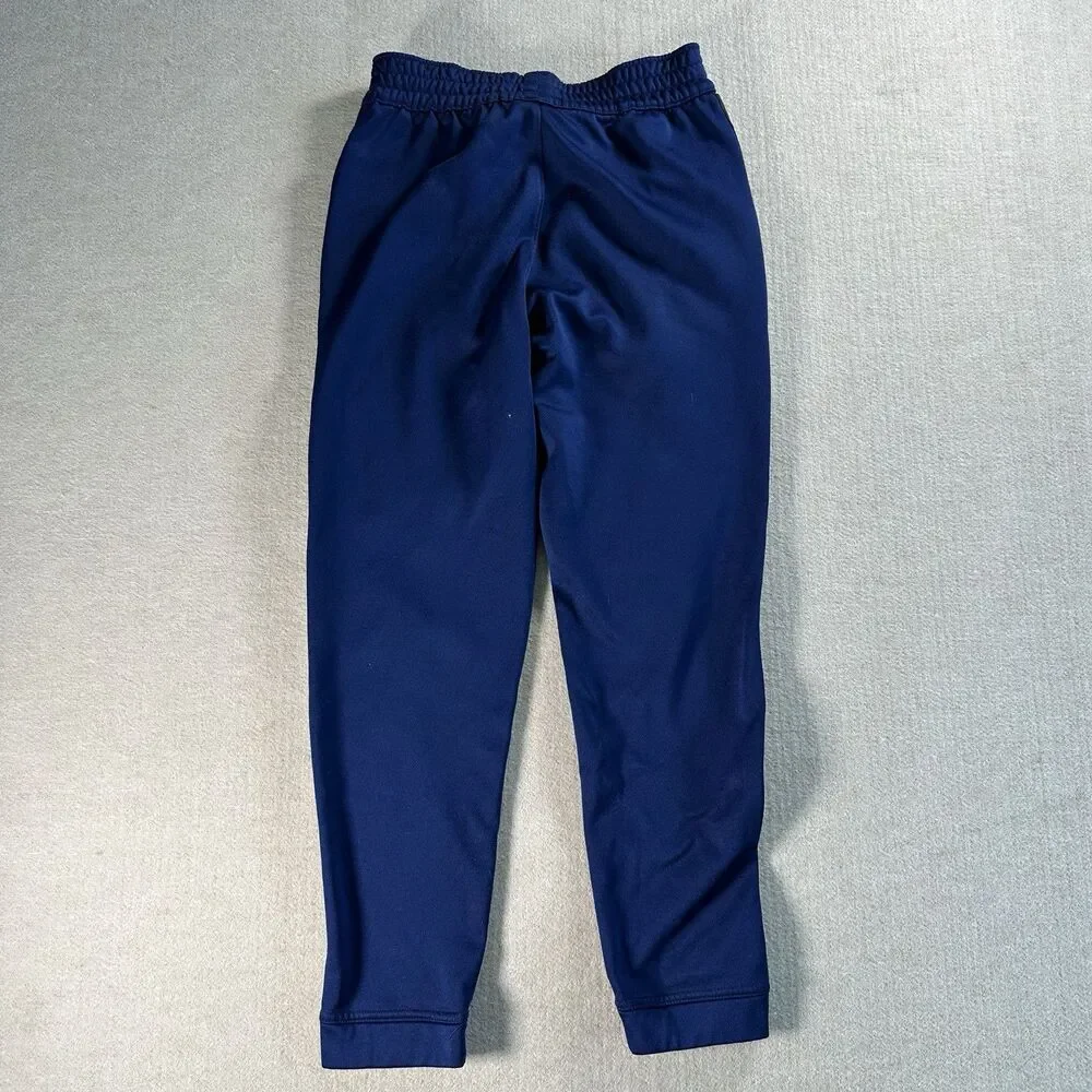 Nike Dri-Fit Boys M Blue Big Swoosh Fleece Lined Joggers Sweat Pants Zip Pocket